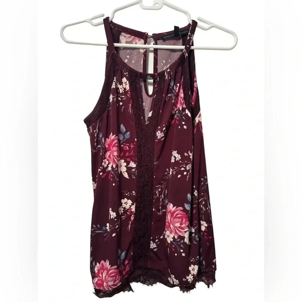 White House Black Market burgundy floral tank